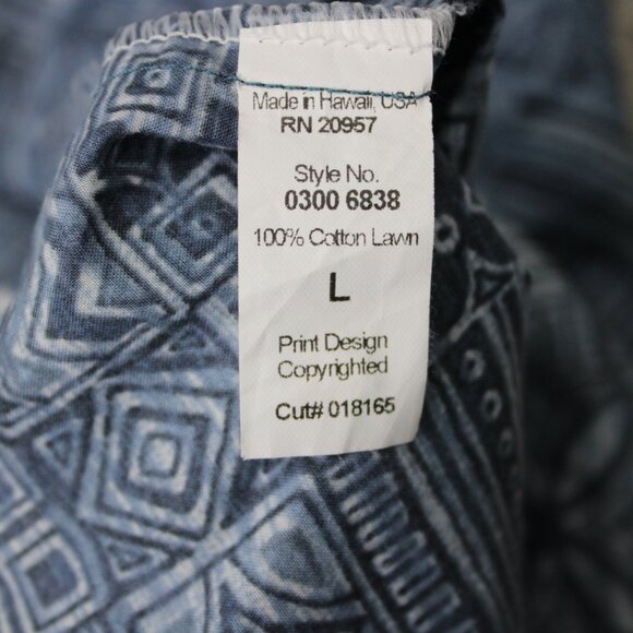 Tori Richard Shirt Men Large Blue Geometric 100% Cotton Lawn Short Sleeve Button - Picture 9 of 13